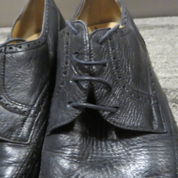 SALVATORE FERRAGAMO Black Leather Wingtip Brogue Oxford Shoes - Size US 9.5 D - Picture 8 of 16